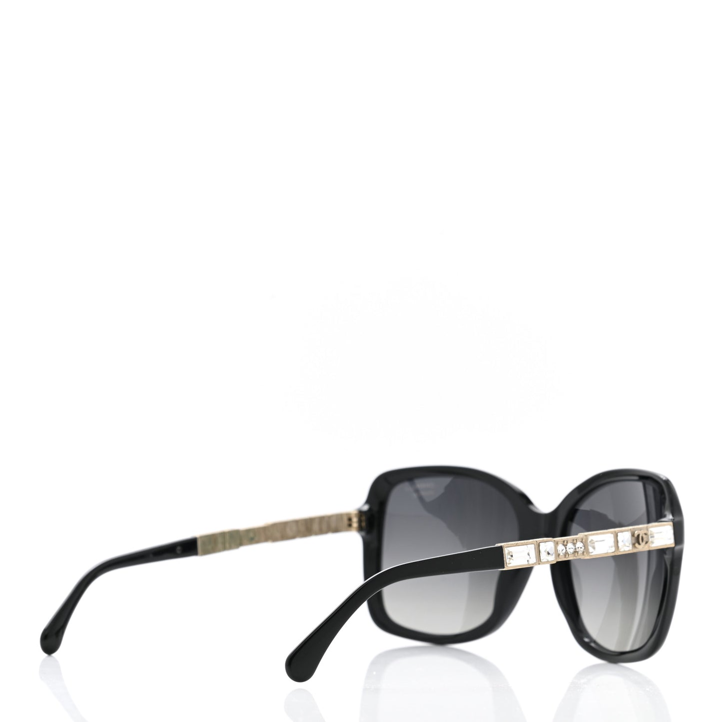 Crystal Baguette Polarized Square Sunglasses 5308-B Black