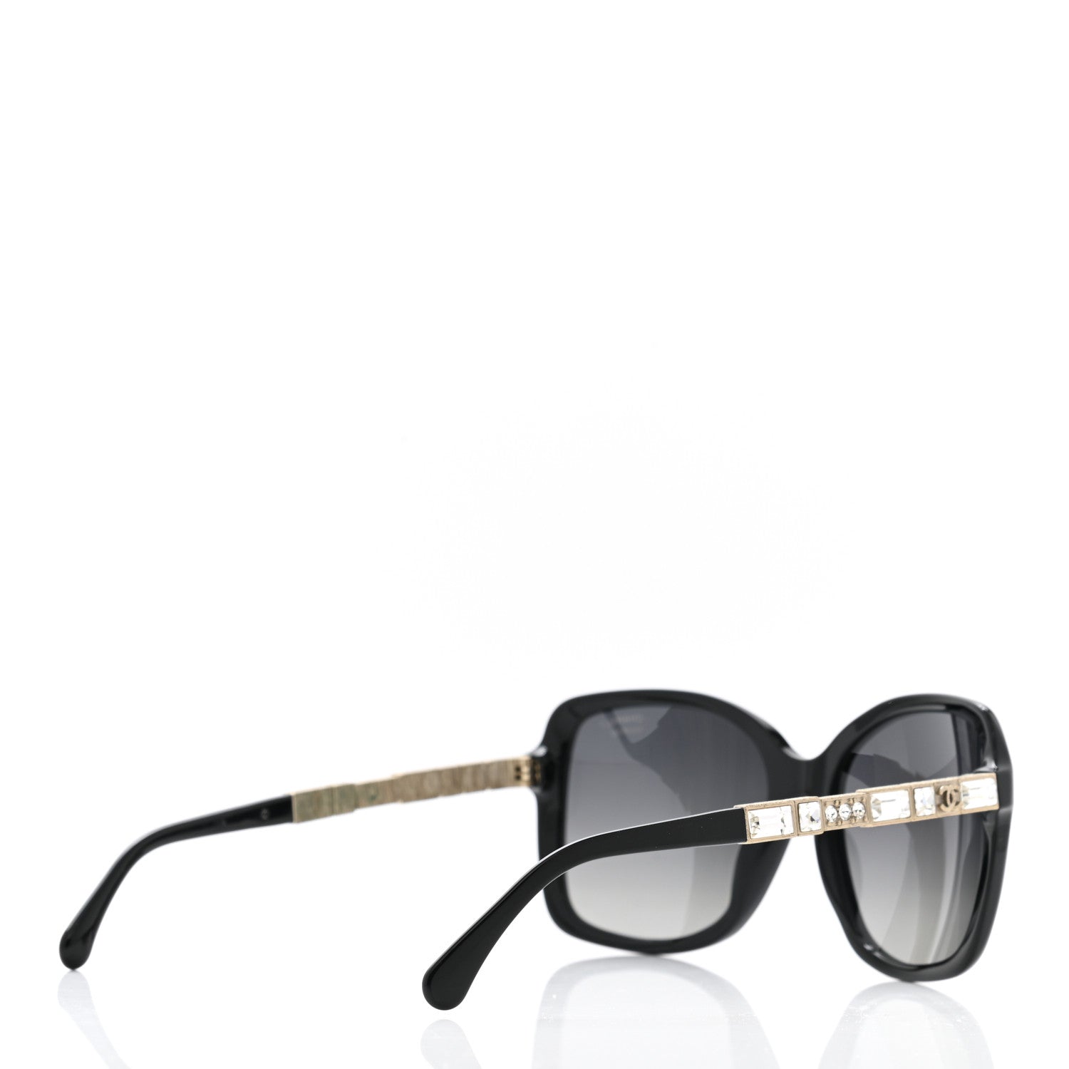 Chanel Crystal Baguette Polarized Square Sunglasses 5308-B Black 4 of 8