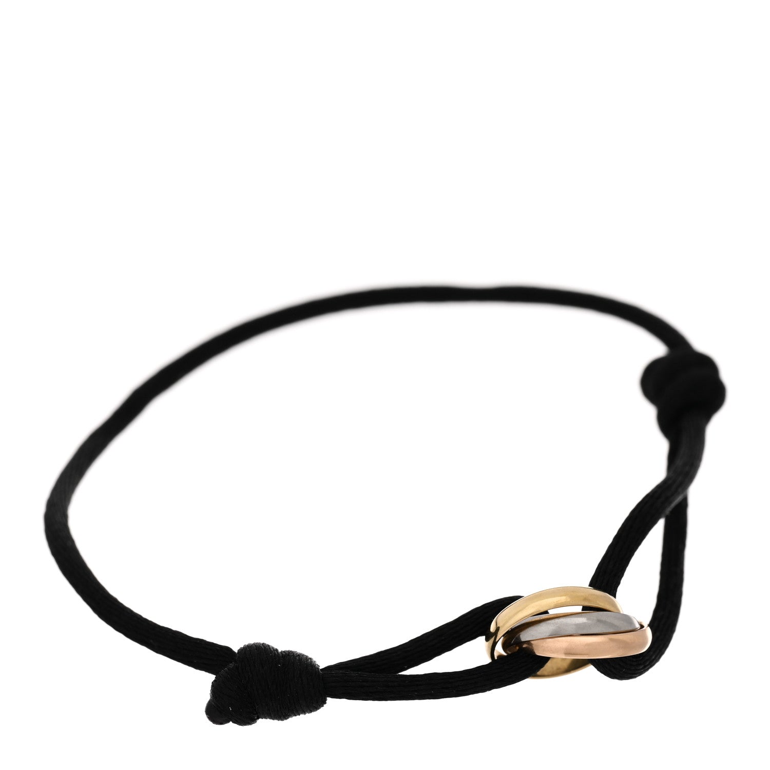Cartier 18K Pink Yellow White Gold Trinity Adjustable Cord Bracelet Black 1 of 3