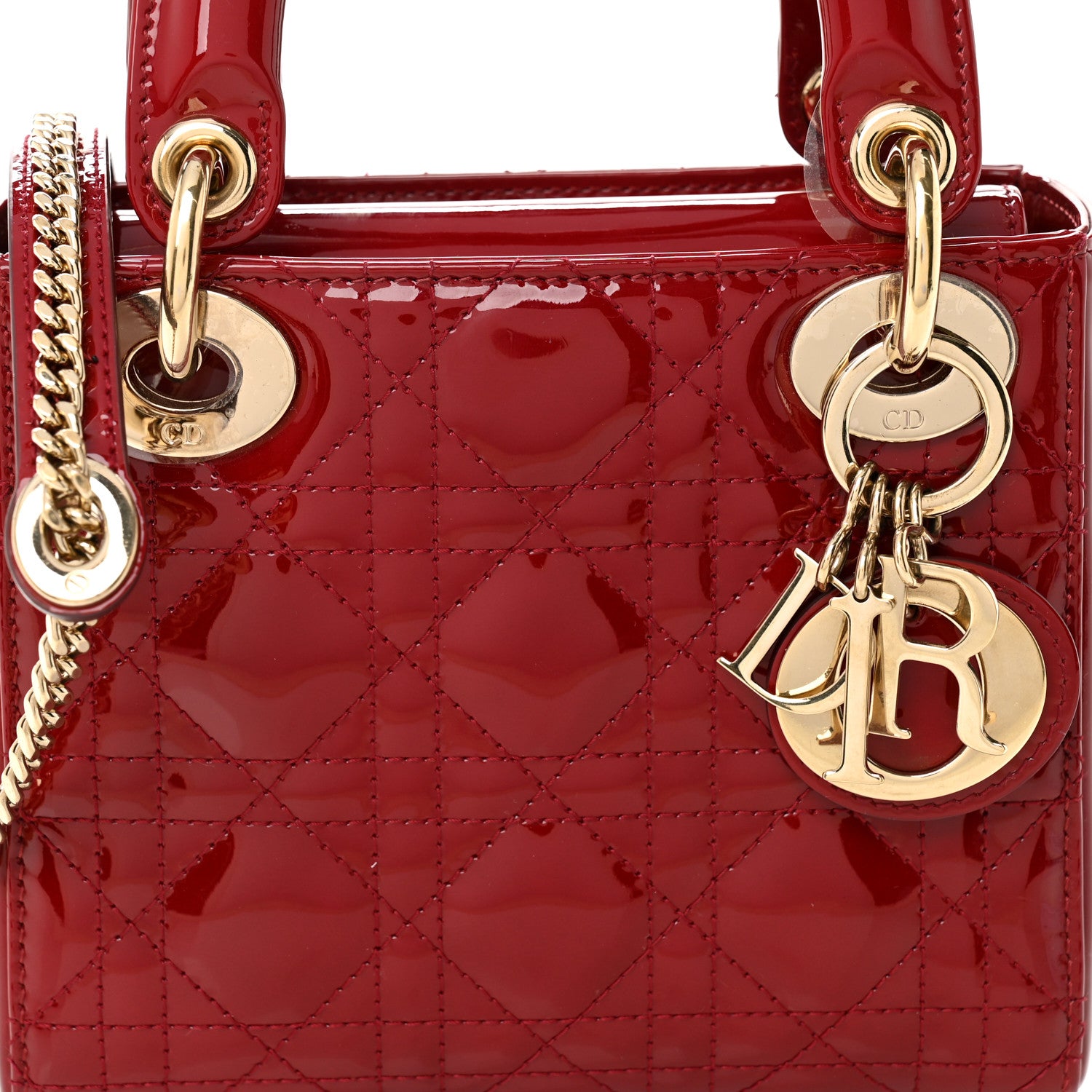 Christian Dior Patent Cannage Mini Lady Dior Red 8 of 10