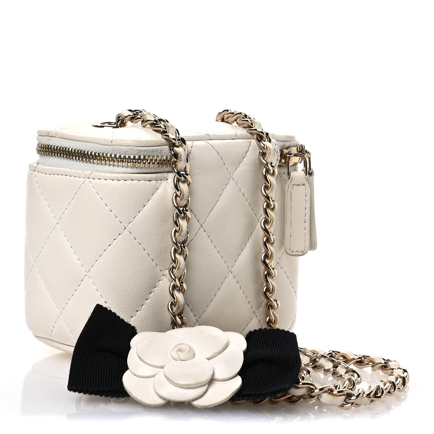 Lambskin Quilted My Chanel Lady Vanity Case With Chain White
