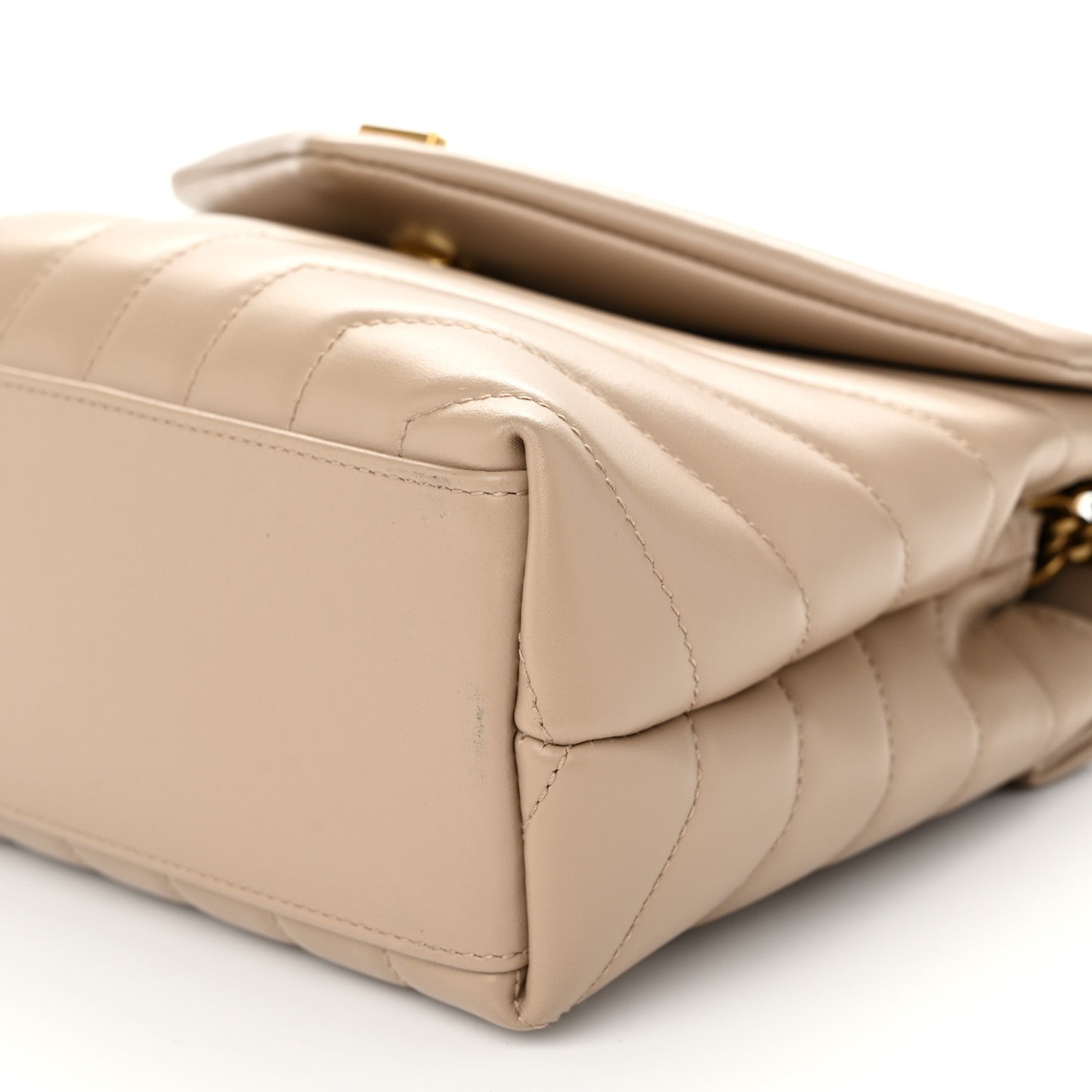 Saint Laurent Calfskin Y Quilted Monogram Small Loulou Chain Satchel Dark Beige 11 of 12