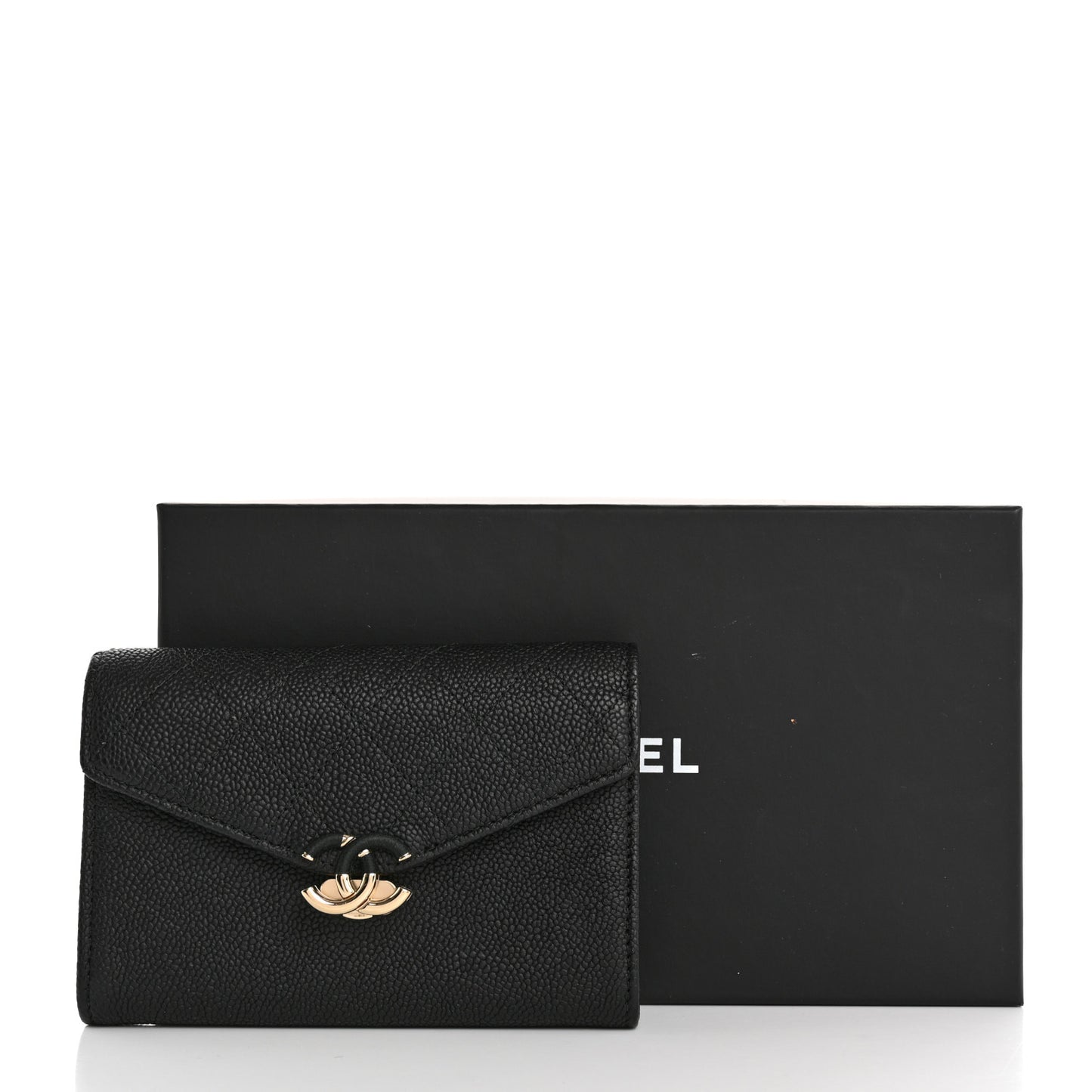 Caviar Quilted Medium CC Box Flap Wallet Black