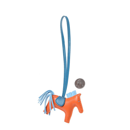 Hermes Milo Lambskin Grigri Rodeo Horse Bag Charm PM Feu Celeste Bleu Izmir 2 of 3