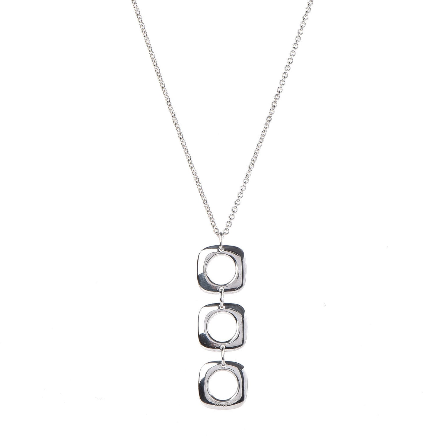 Sterling Silver Cushion Square Link Pendant Necklace