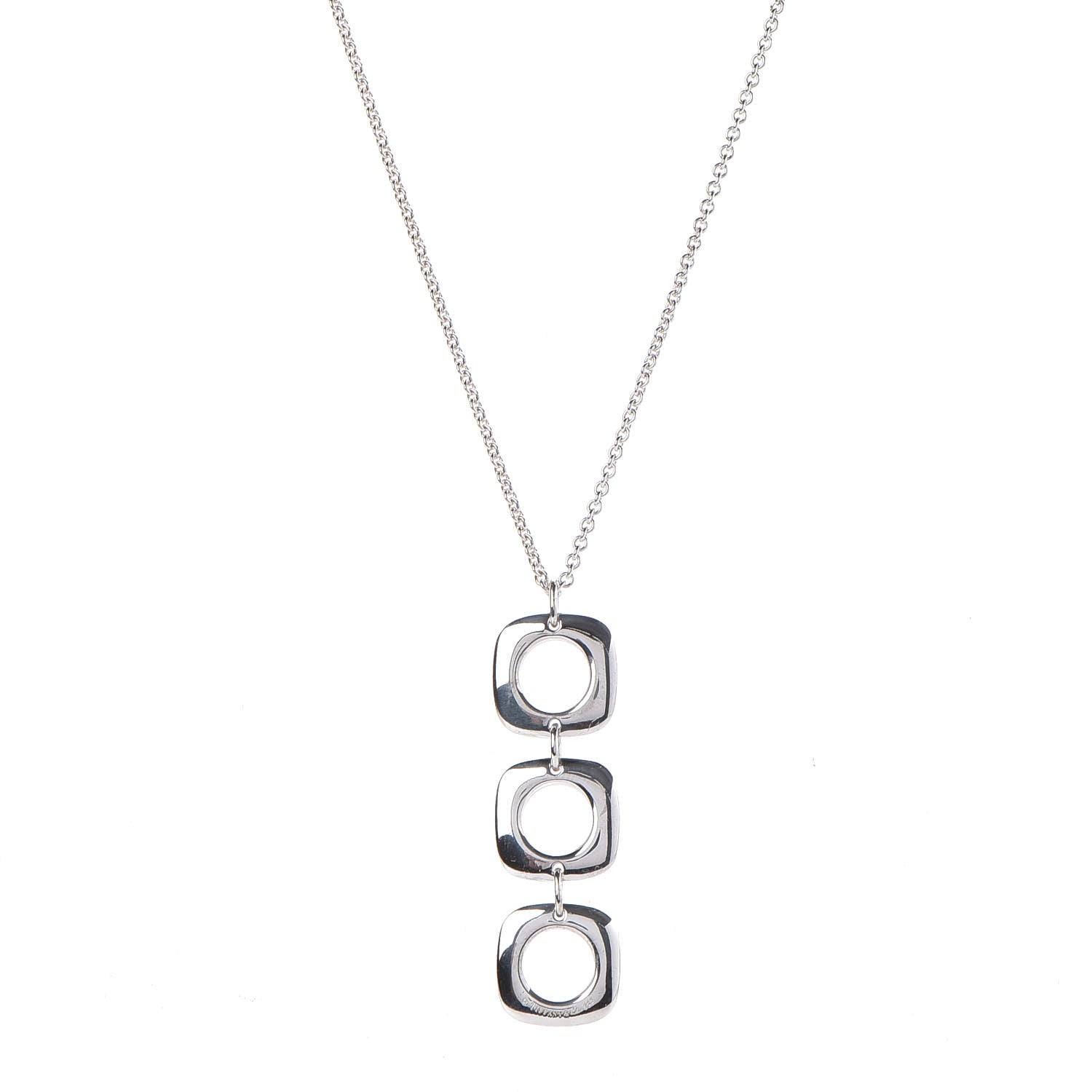 Tiffany Sterling Silver Cushion Square Link Pendant Necklace 1 of 5