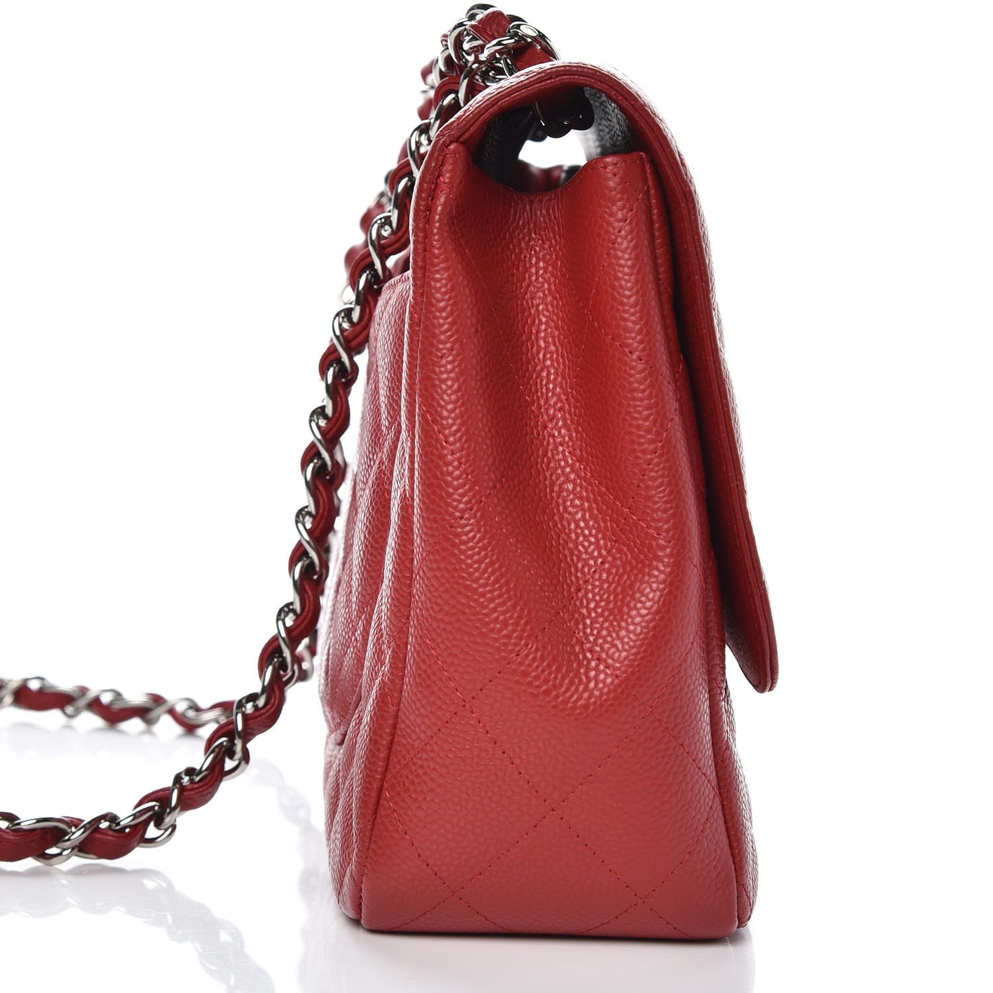 Caviar Quilted Jumbo Single Flap Red