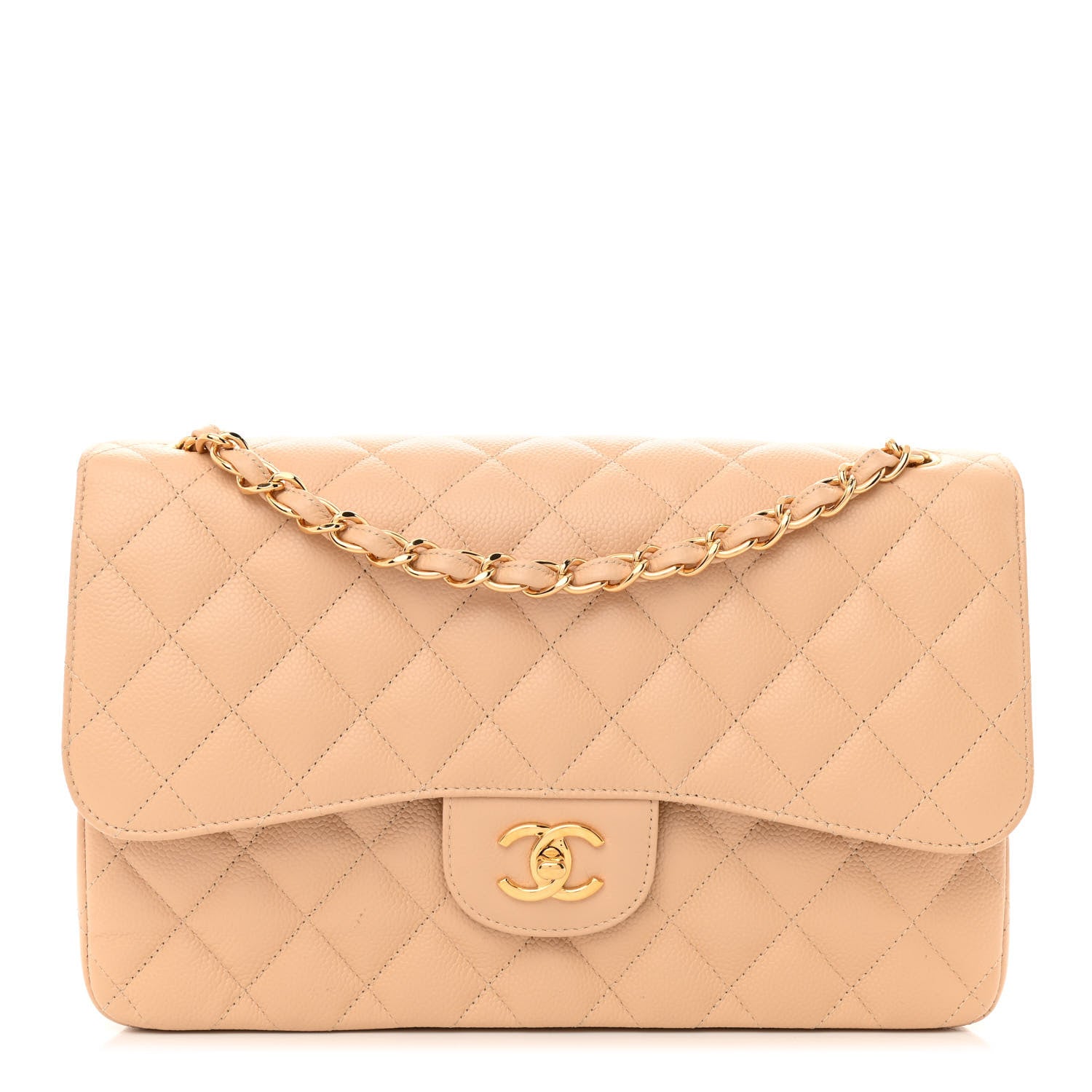 Chanel Caviar Quilted Jumbo Double Flap Beige 1 of 11