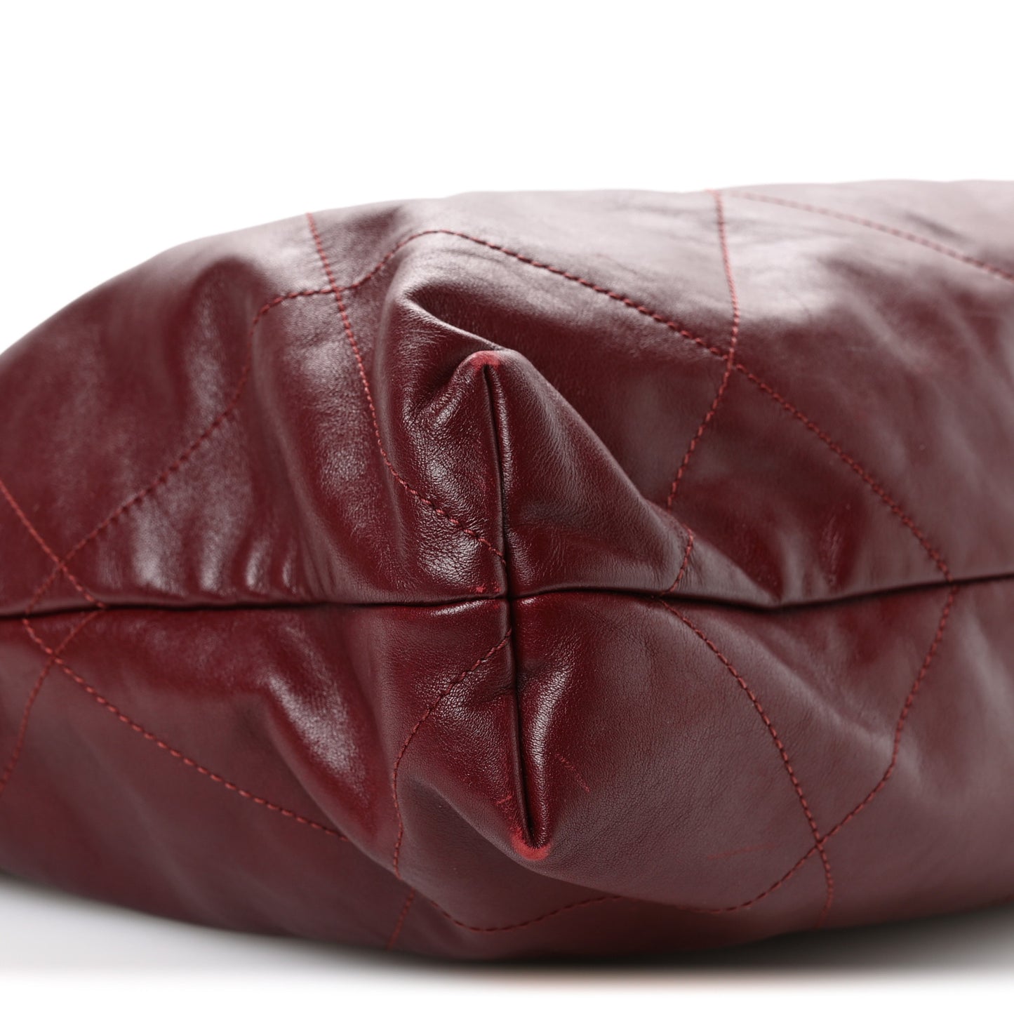 Shiny Calfskin Quilted Chanel 22 Burgundy