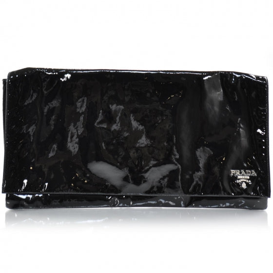 Vernice Oversized Folders Clutch Black