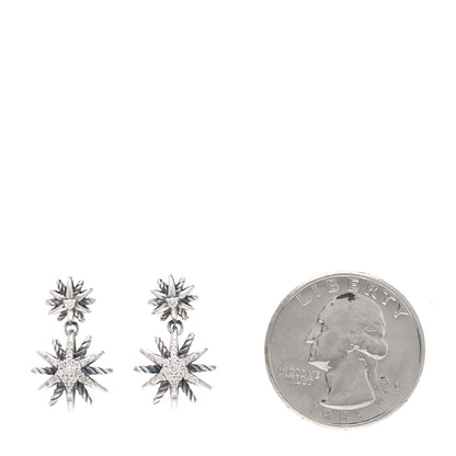 David Yurman Sterling Silver Diamond Starburst Double Drop Earrings 2 of 6