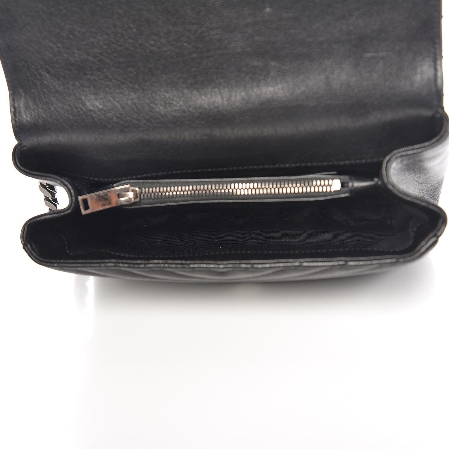Saint Laurent Sheepskin Matelasse Chevron Monogram Medium College Bag Black 6 of 10