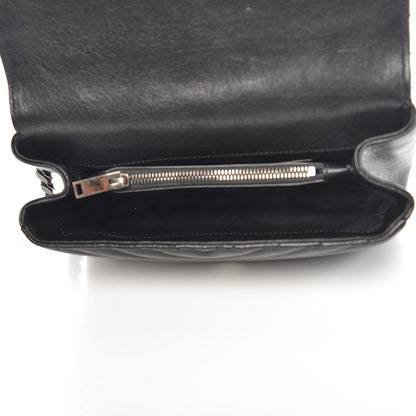 Saint Laurent Sheepskin Matelasse Chevron Monogram Medium College Bag Black 6 of 10
