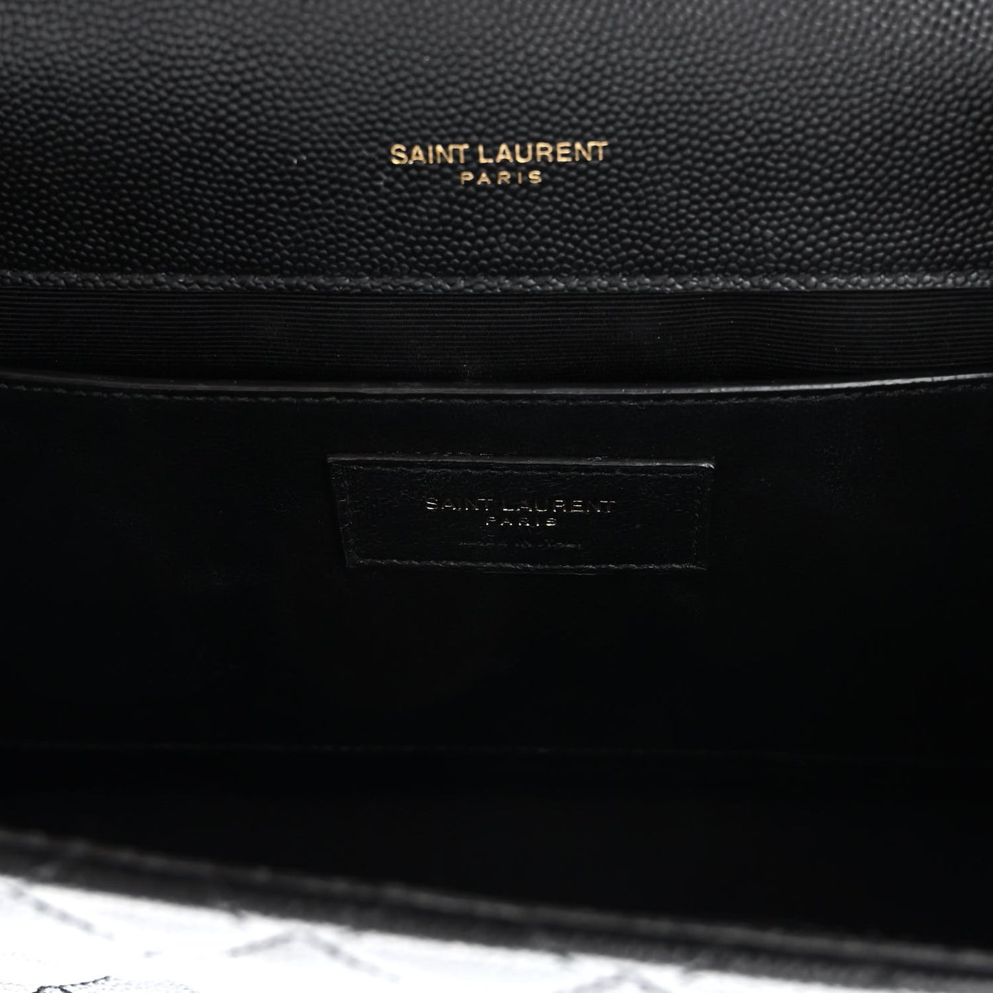 Grain De Poudre Textured Mixed Matelasse Triquilt Medium Monogram Satchel Black