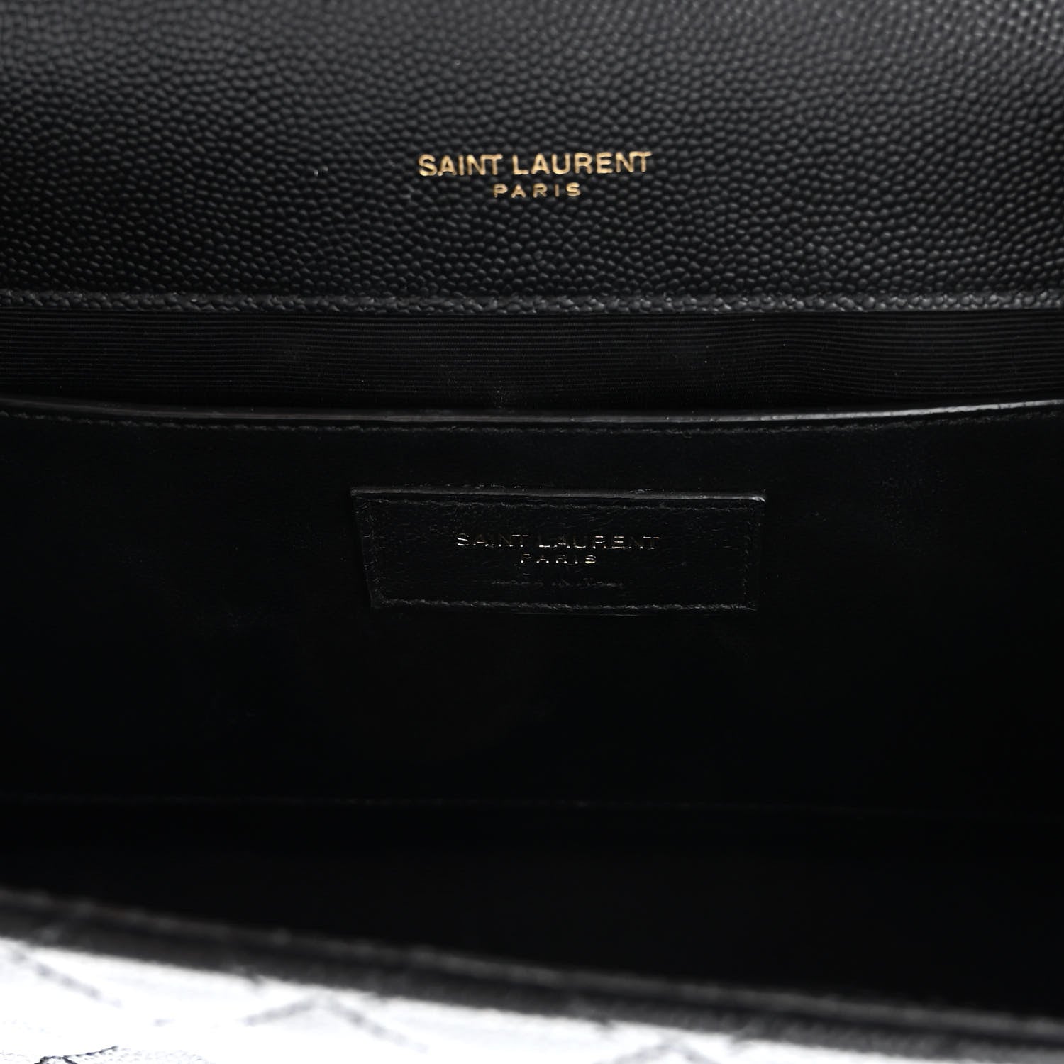 Saint Laurent Grain De Poudre Textured Mixed Matelasse Triquilt Medium Monogram Satchel Black 6 of 10