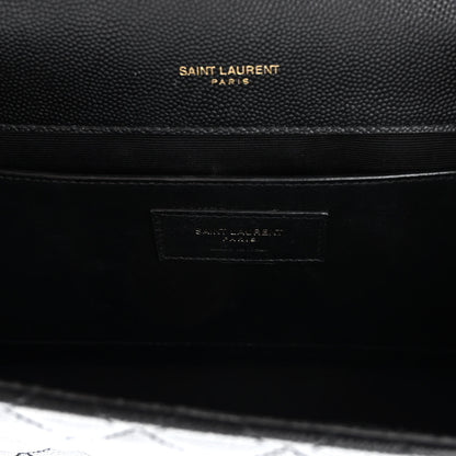 Saint Laurent Grain De Poudre Textured Mixed Matelasse Triquilt Medium Monogram Satchel Black 6 of 10