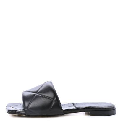 Bottega Veneta Nappa Quilted Rubber Lido Flat Sandals 36.5 Black 1 of 4