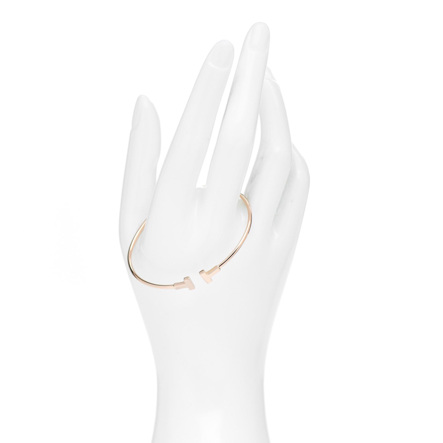Tiffany 18K Rose Gold Narrow T Wire Bracelet 2 of 5