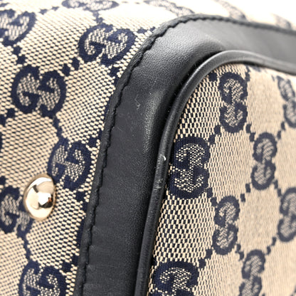Gucci Monogram Selleria Calfskin Vintage Web Medium Boston Beige Blue 11 of 11