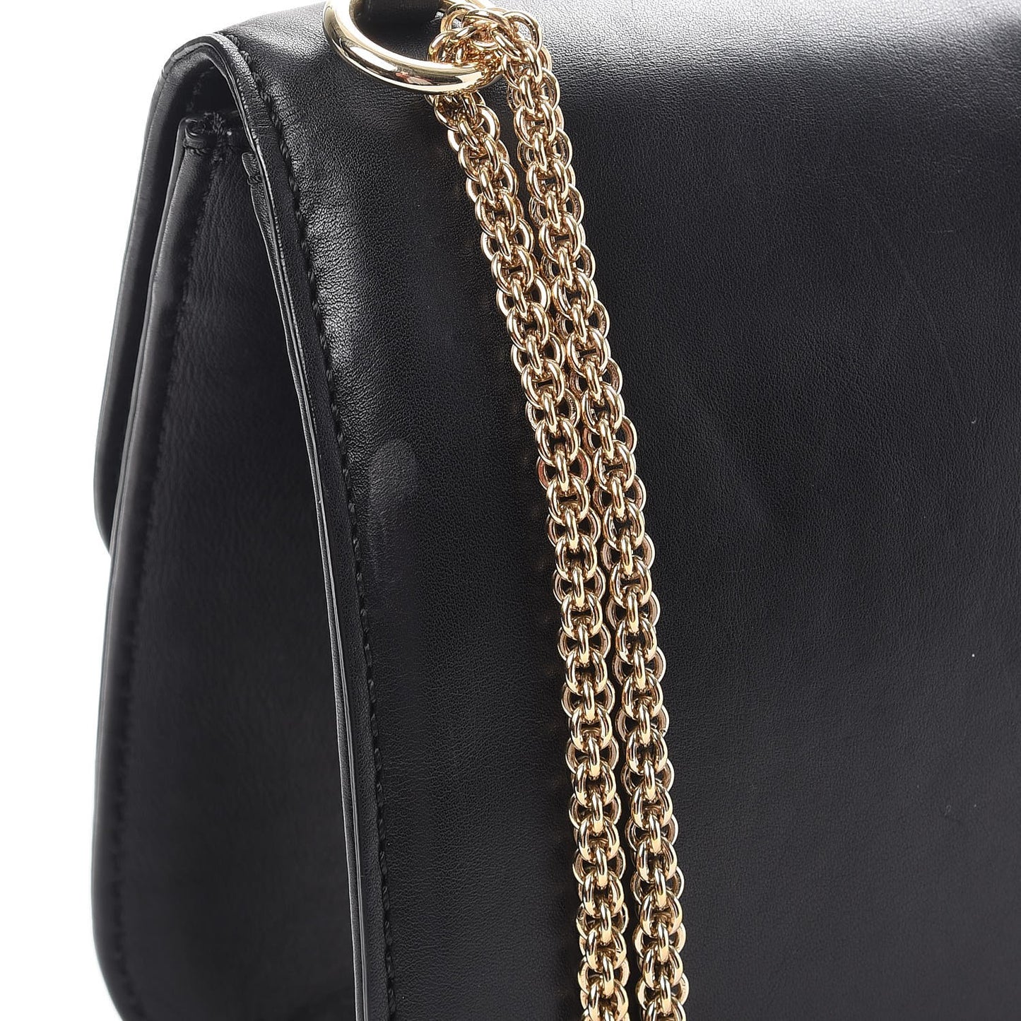Vitello Large Glam Lock Rockstud Flap Black