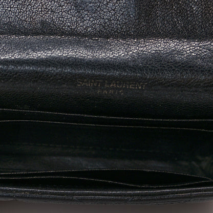 Saint Laurent Lambskin Mixed Matelasse Chevron Small Monogram Envelope Wallet Black 5 of 11