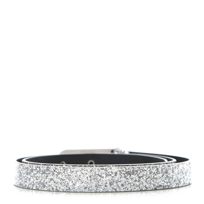 Chanel Glitter Calfskin CC Logo Skinny Belt 75 30 Silver 2 of 6