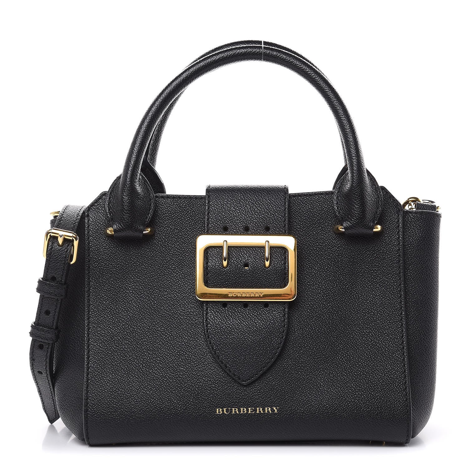 Burberry Soft Grain Calfskin Small Buckle Tote Black 1 of 13