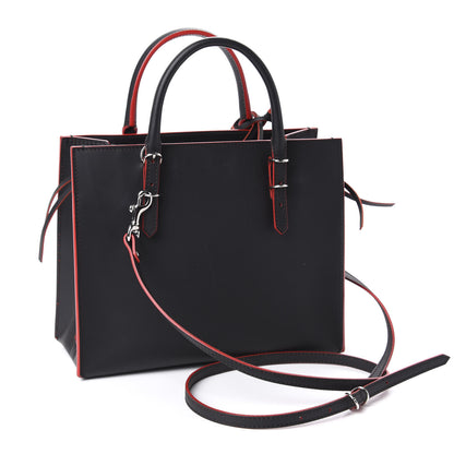 Balenciaga Rubberized Calfskin Papier Mini A4 Zip Around Tote Black Red 4 of 11