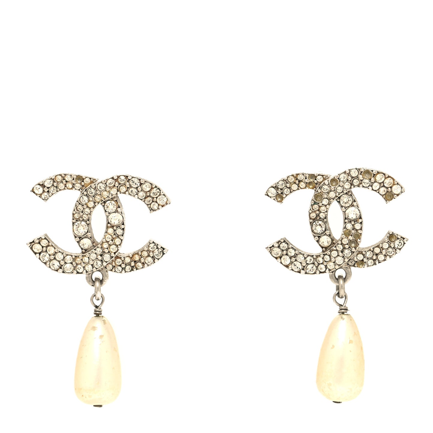 Crystal Pearl CC Drop Earrings
