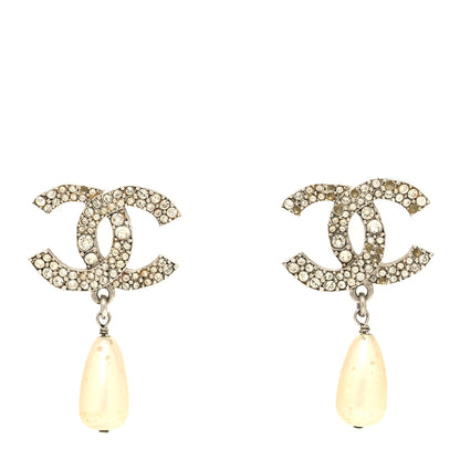 Chanel Crystal Pearl CC Drop Earrings 1 of 6