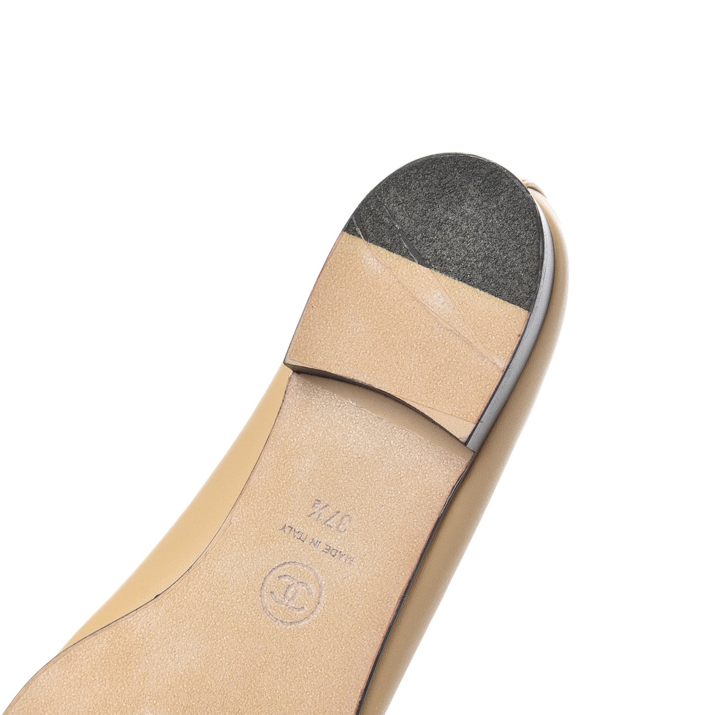 Lambskin Cap Toe CC Ballerina Flats 37.5 Beige Black