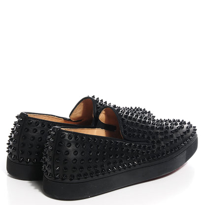 Christian Louboutin Mens Calfskin Spikes Roller Boat Flat 45 Black 4 of 8