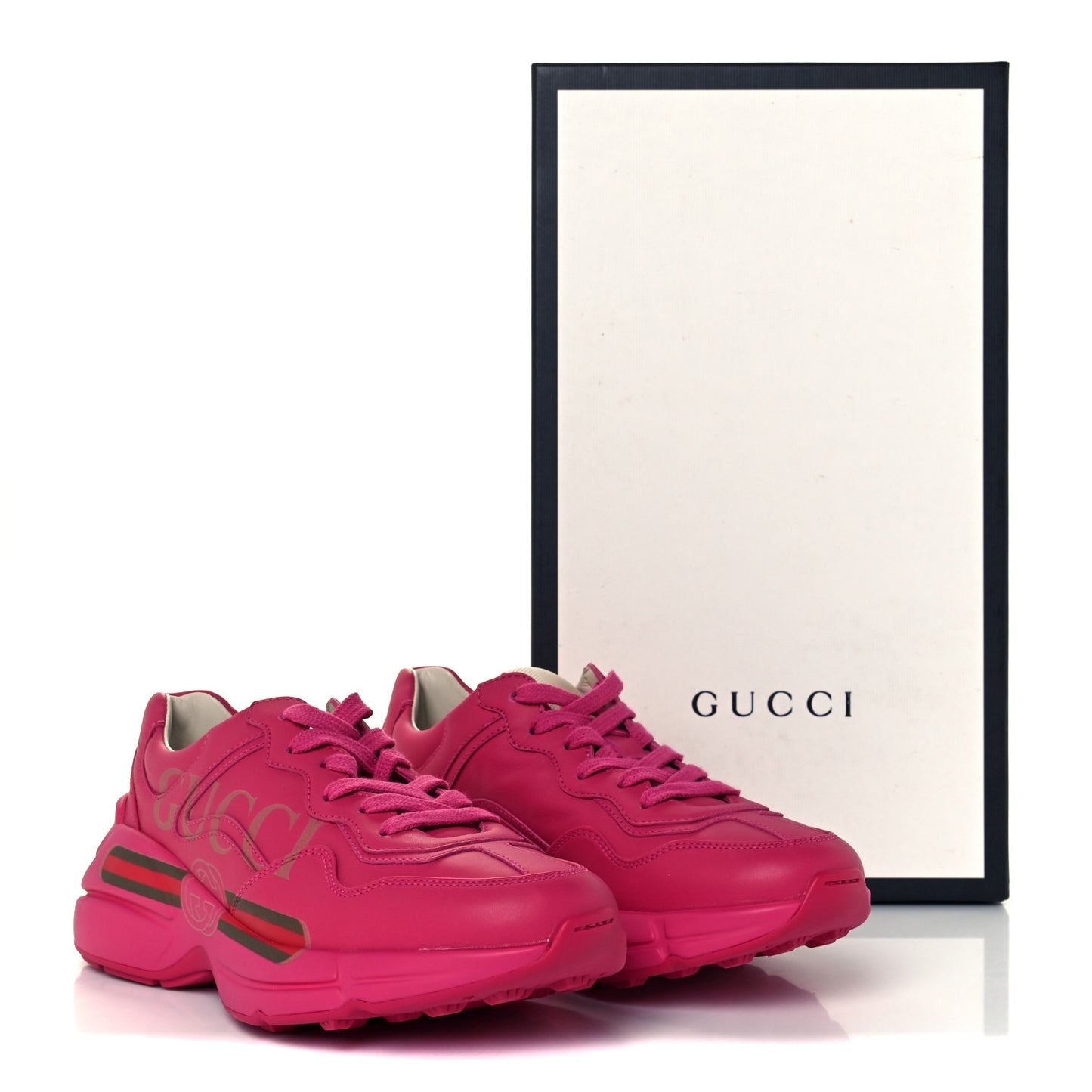 Calfskin Logo Womens Rhyton Sneakers 36.5 Box Pink