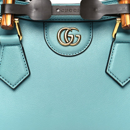 Gucci Wonka Grain Calfskin Mini Diana Tote Bag Dusty Azure Orange Fluo 9 of 11
