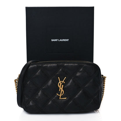 Saint Laurent Grained Lambskin Quilted Mini Becky Double Zip Bag Black 13 of 13
