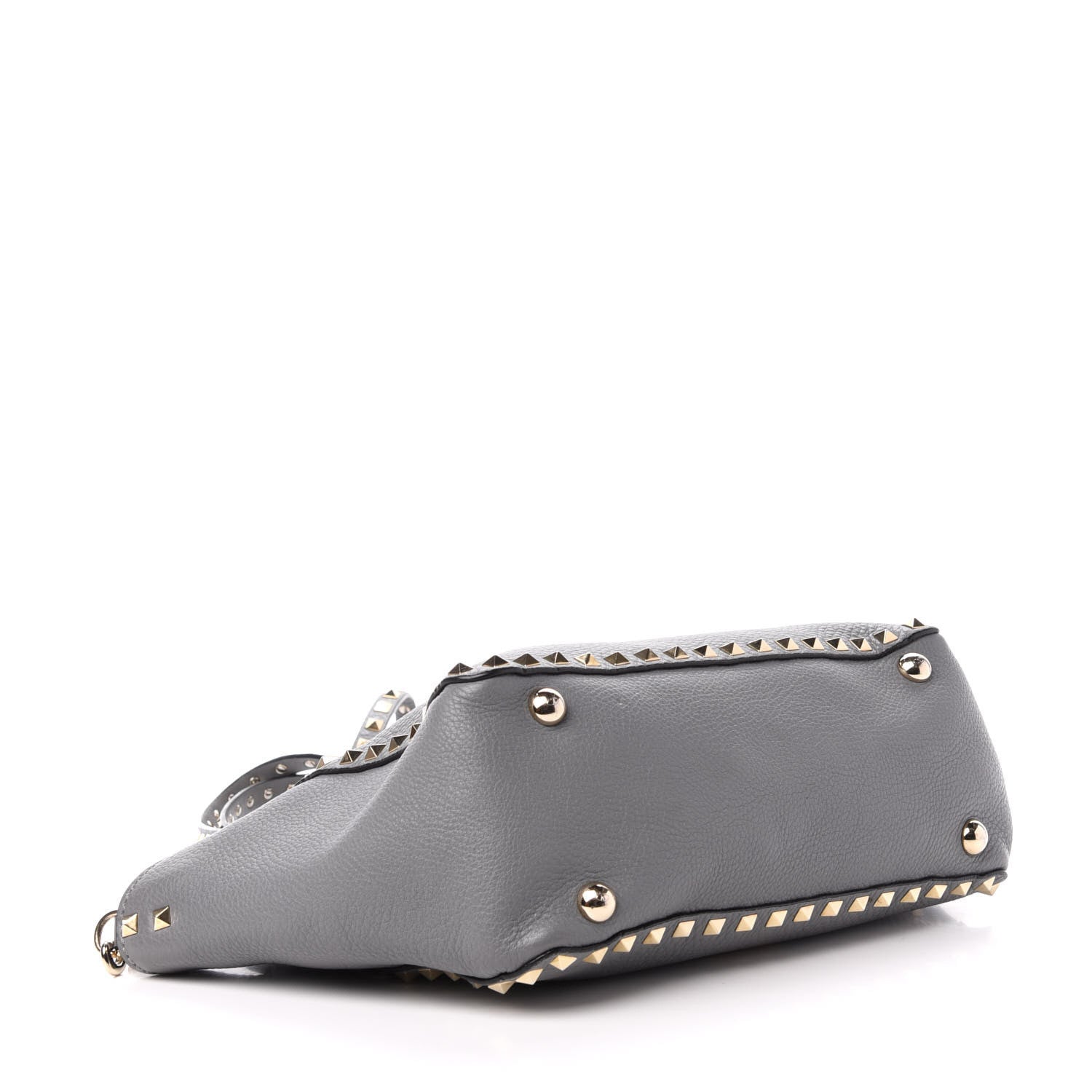 Valentino Garavani Grained Calfskin Small Rockstud Tote Grey 5 of 12
