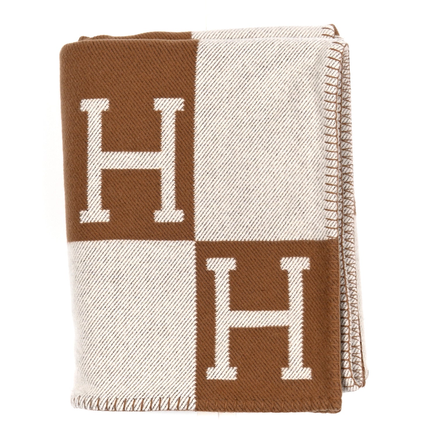 Hermes Wool Cashmere Avalon Blanket Ecru Camel 1 of 3