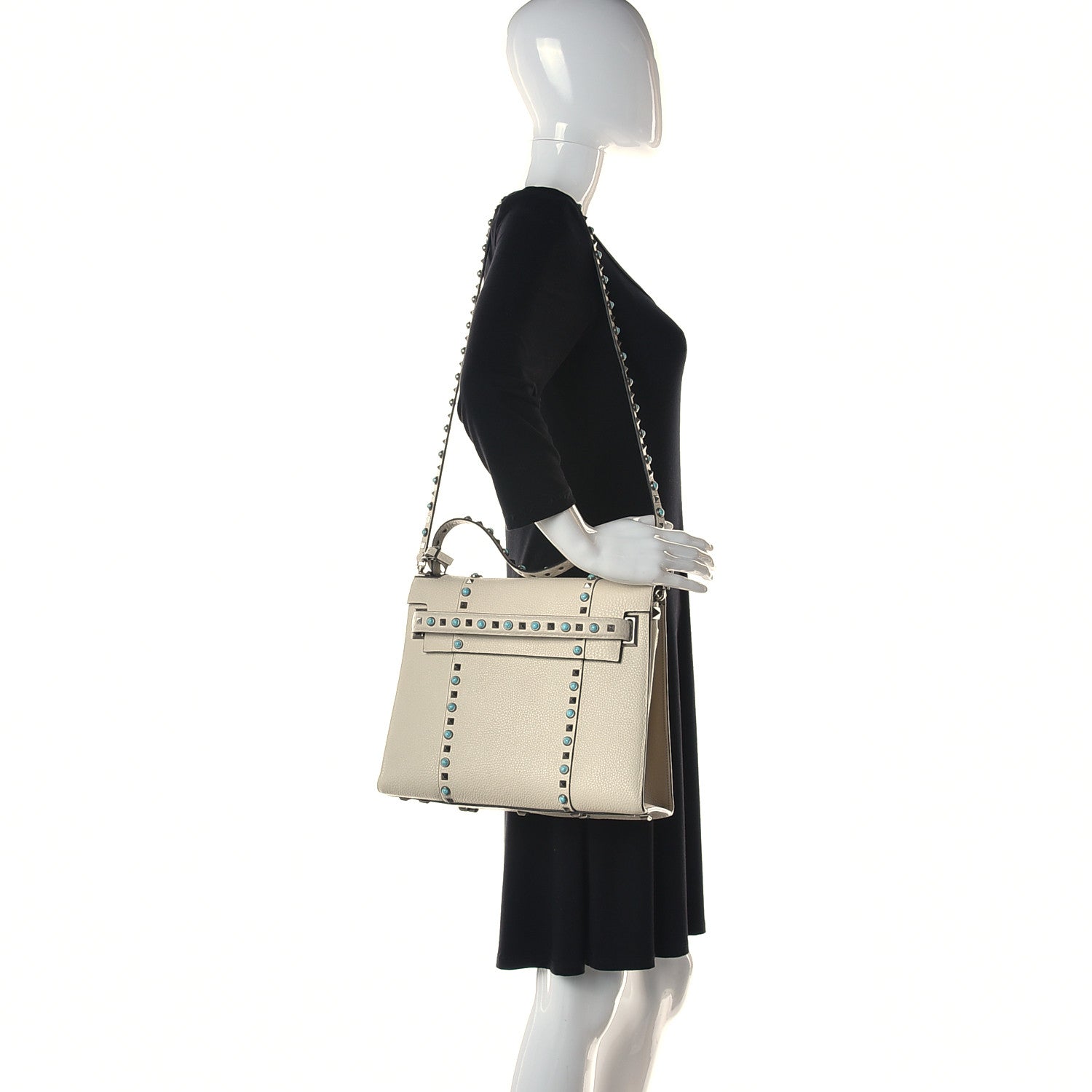 Valentino Garavani Grainy Calfskin My Rockstud Rolling Frame Bag Light Ivory 2 of 8