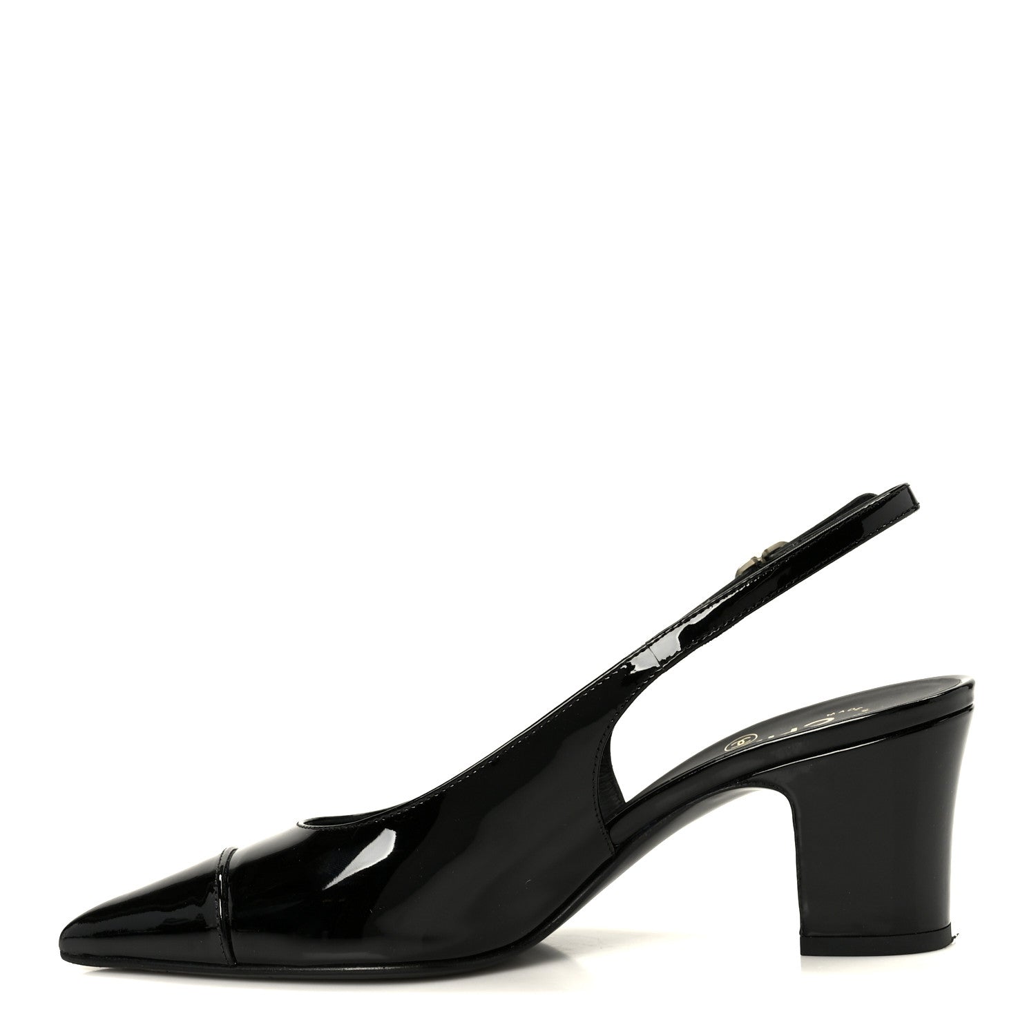 Chanel Patent Calfskin Cap Toe CC Slingback Pumps 36 Black 1 of 9
