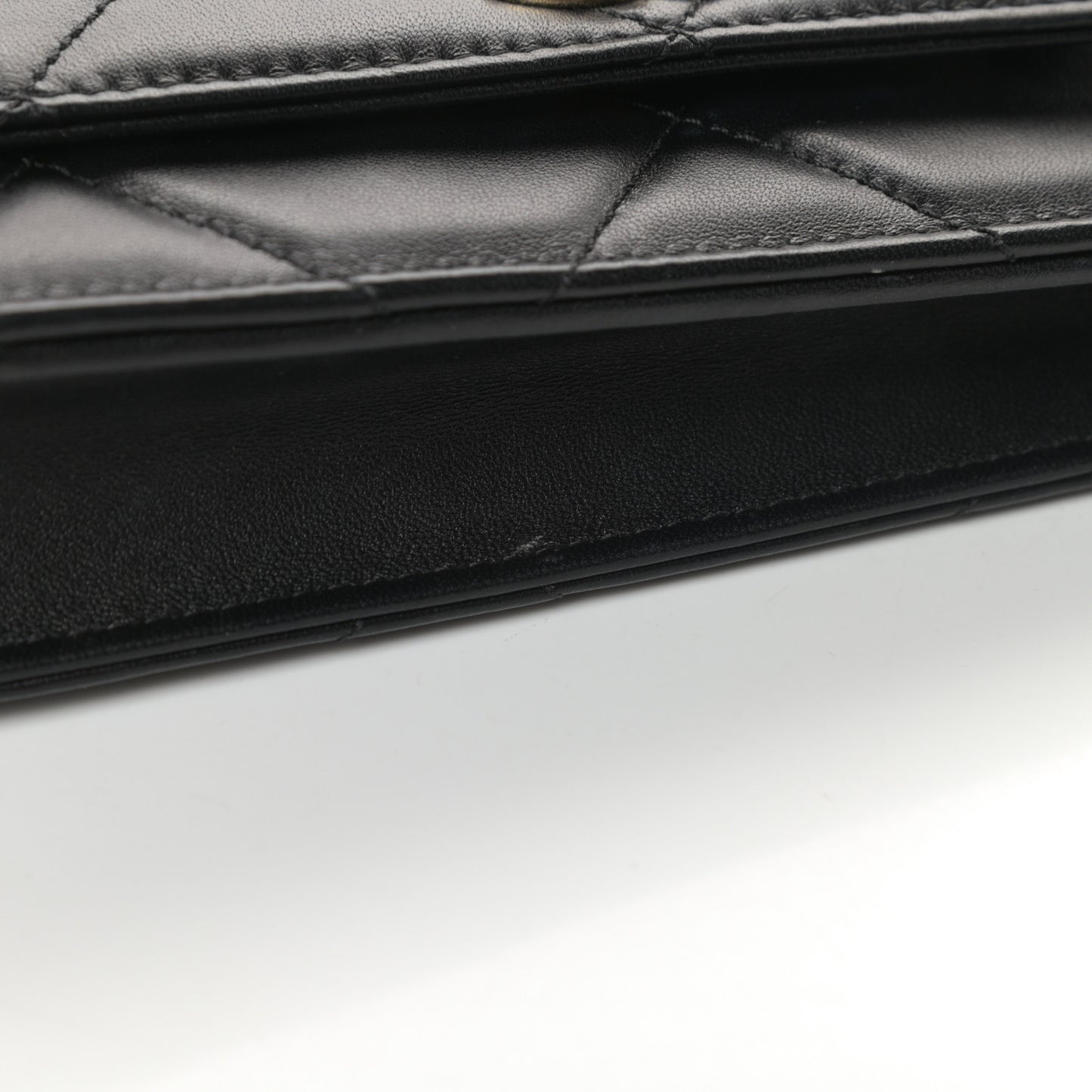 Lambskin Quilted Trendy CC Wallet On Chain WOC Black