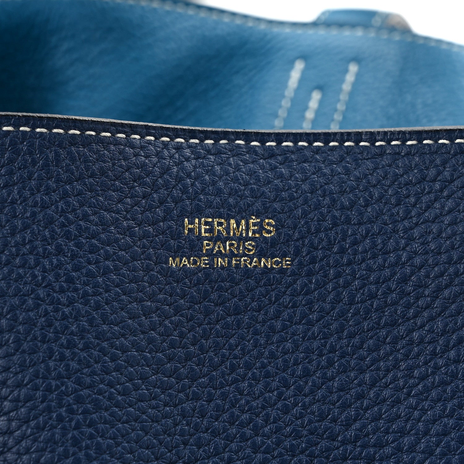 Hermes Taurillon Clemence Double Sens 36 Reversible Tote Deep Bleu Vert Bosphere 10 of 17