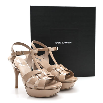 Saint Laurent Patent Tribute 75 Platform Sandals 37.5 Soft Nude 10 of 10