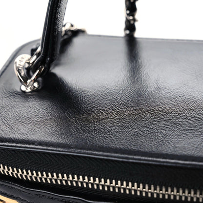 Chanel Calfskin Raffia Small Vanity Case Bag Black Beige 7 of 10