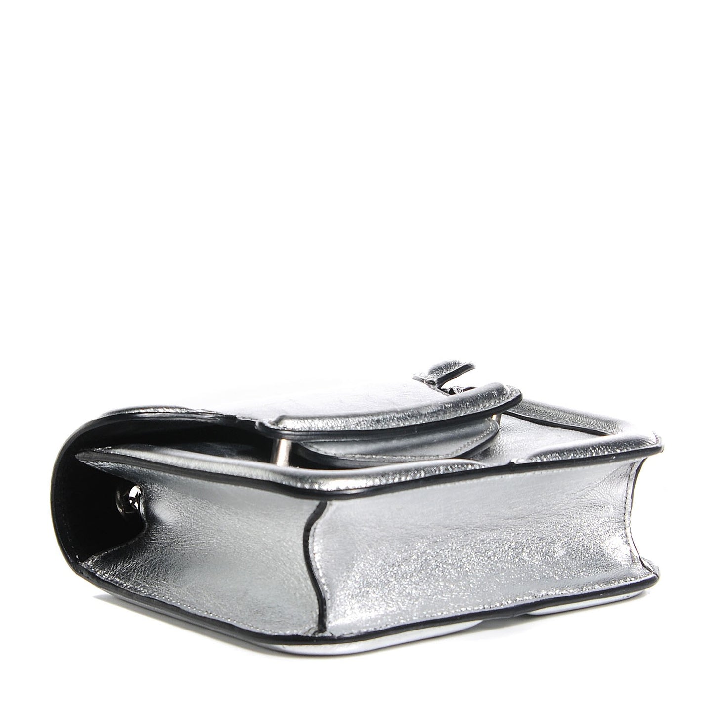 Metallic Lambskin Mini Heroine Chain Satchel Silver
