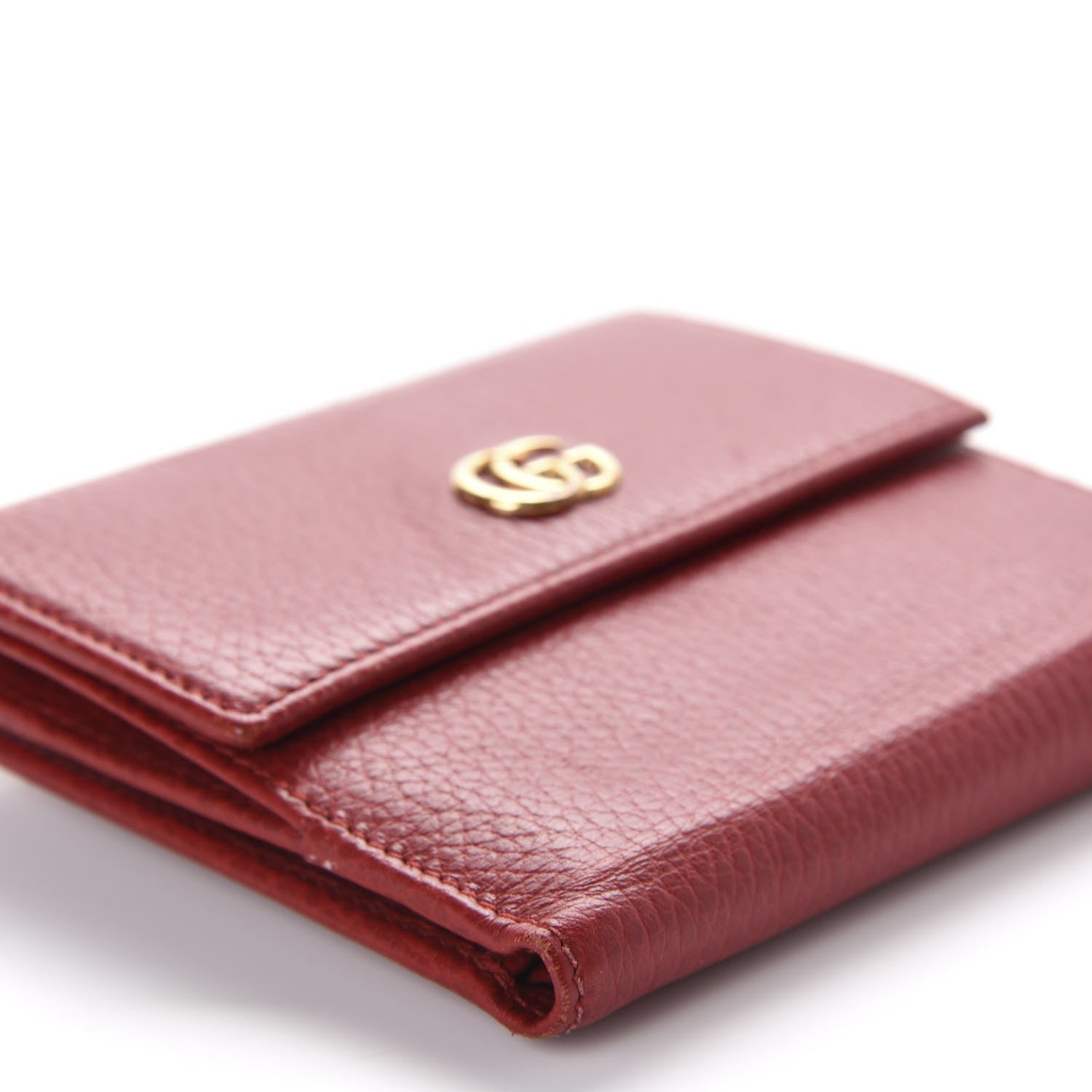 Gucci Dollar Calfskin Double G French Flap Wallet Hibiscus Red 5 of 8