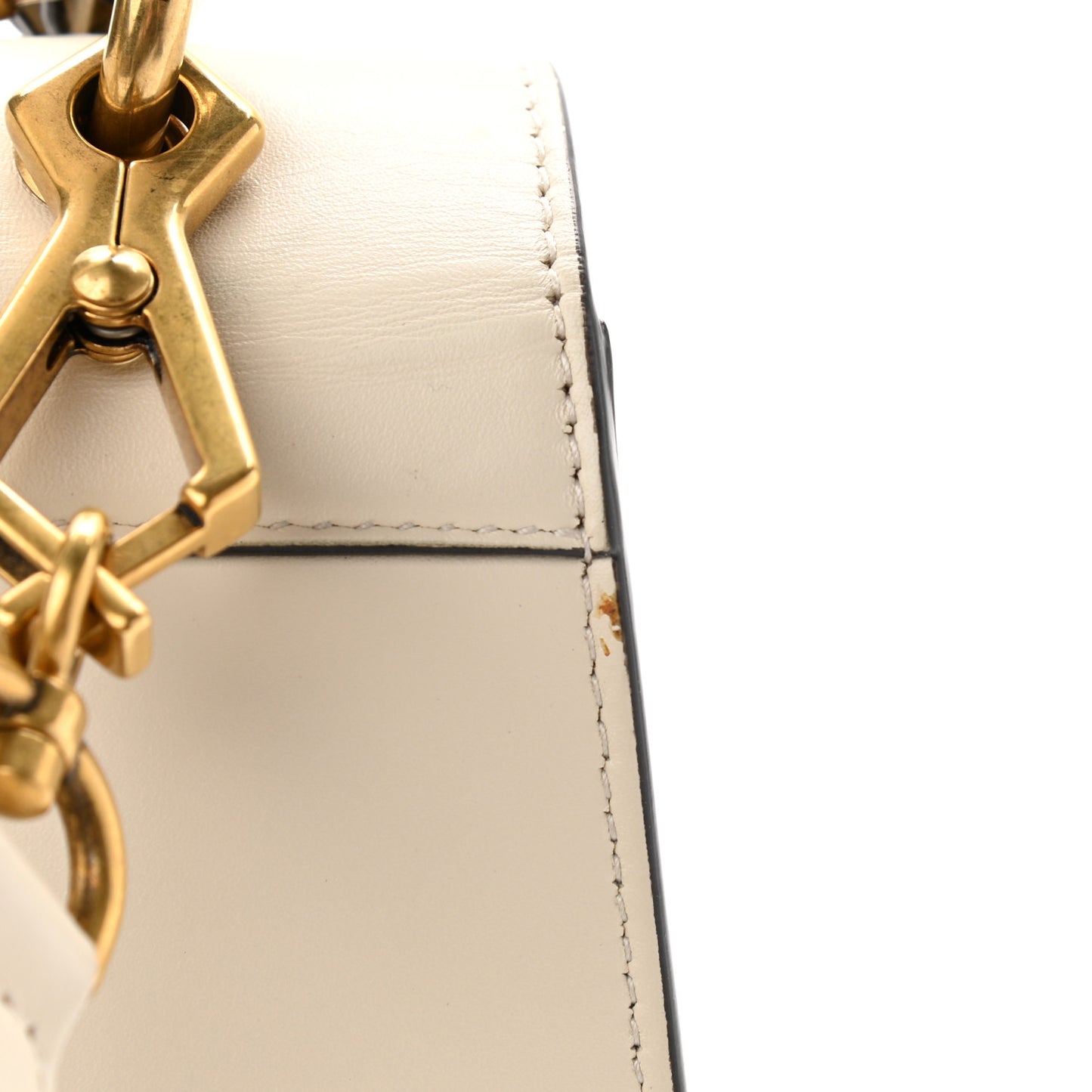 Calfskin Sylvie Web Small Queen Margaret Top Handle Bag White