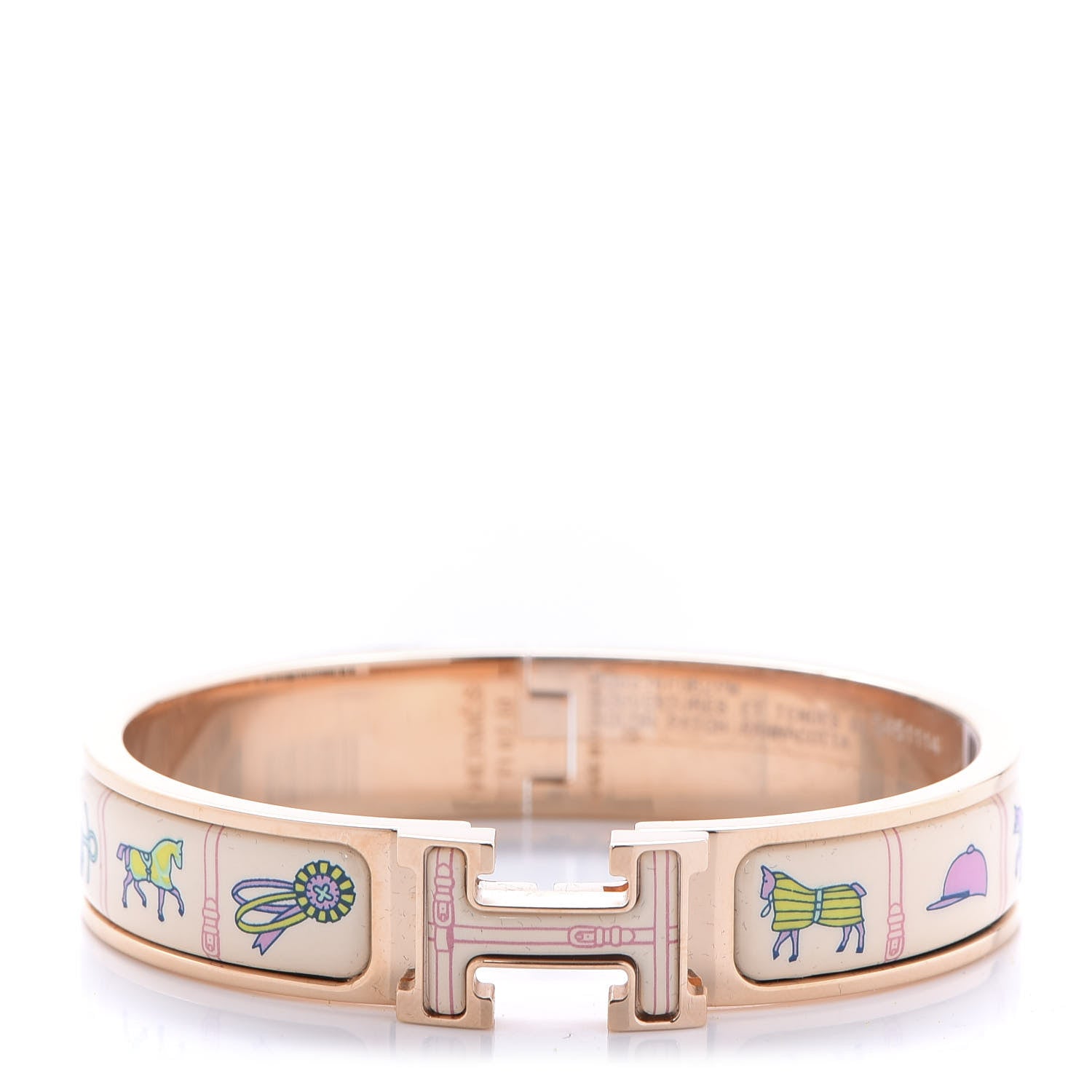 Hermes Enamel Couvertures et Tenues de Jour Narrow Clic Clac H Bracelet PM Pannacotta 1 of 5