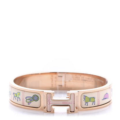 Hermes Enamel Couvertures et Tenues de Jour Narrow Clic Clac H Bracelet PM Pannacotta 1 of 5