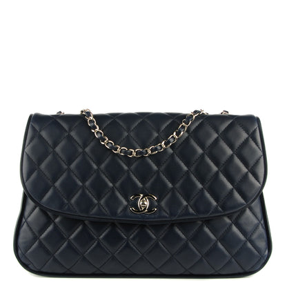 Chanel Lambskin Quilted Pagode Piping Flap Dark Navy Blue 1 of 8