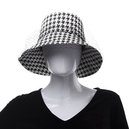 Christian Dior Technical Fabric 30 Montaigne Large Brim Bucket Hat with Veil 58 Black White 2 of 8